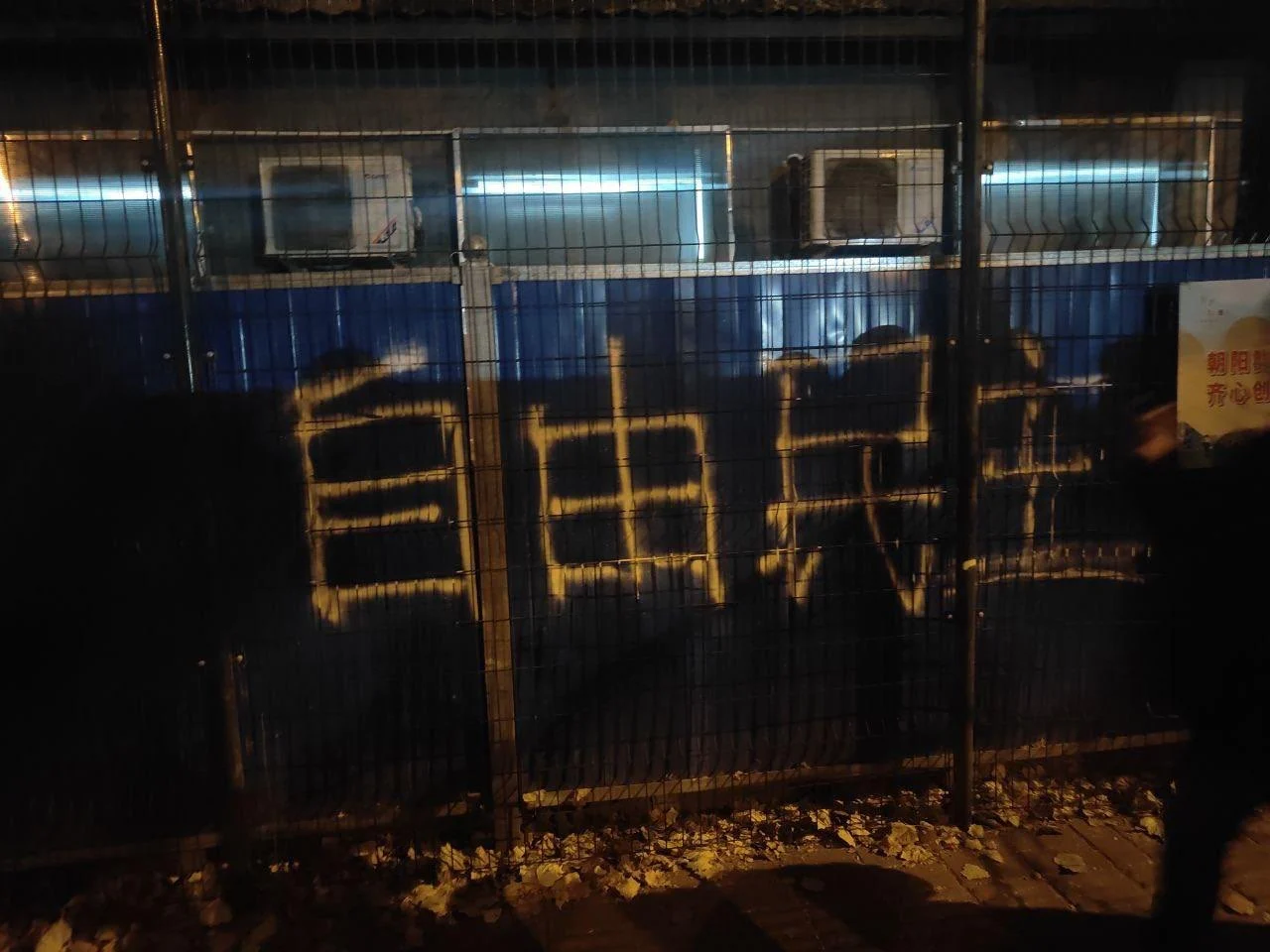 喷涂在联合国大厦外墙的“自由民主”