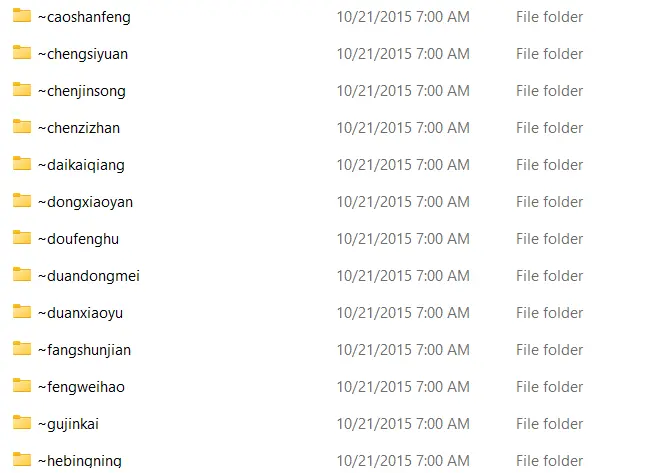 图:泄露文件里包含MESA团队成员名字的文件夹 泄露文件夹