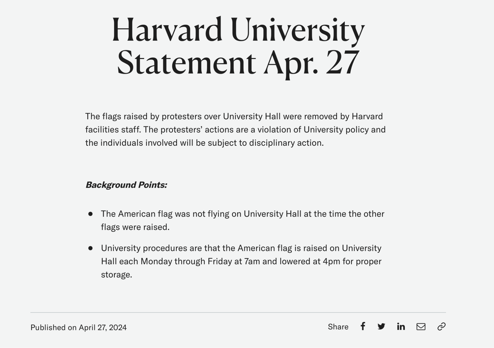 哈佛大学新闻稿原文